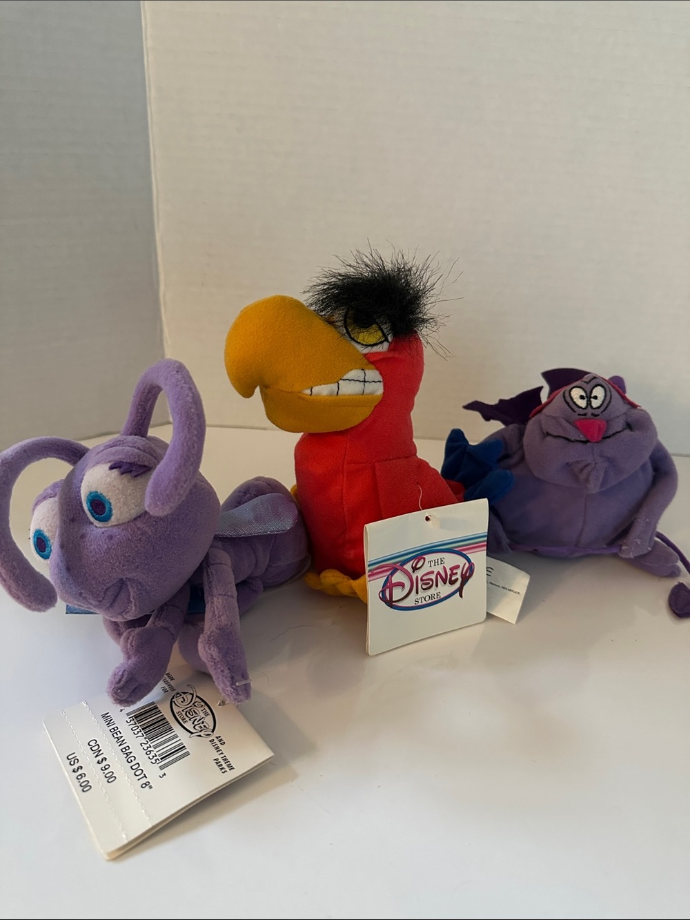 The Disney Store Plush Lot - Red Parrot & Purple Characters